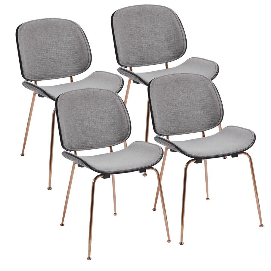 Sedie moderne in tessuto grigio con struttura oro rosa set da 4 - Elizabeth