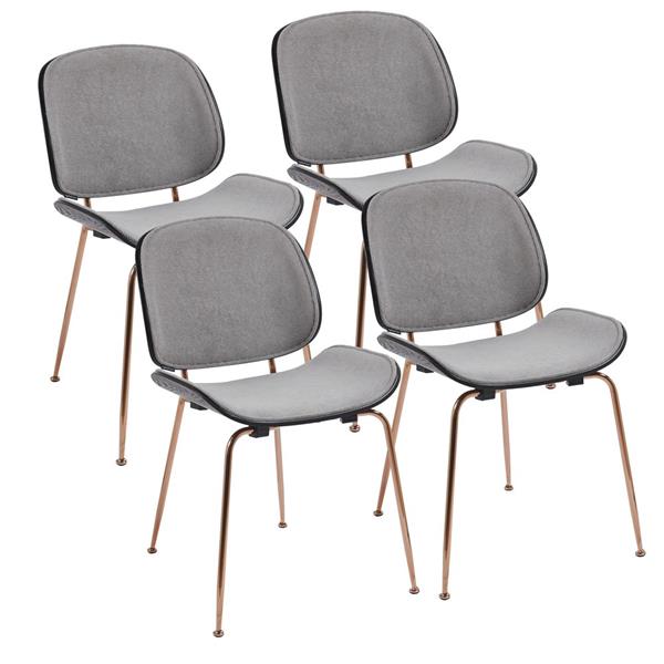 Sedie moderne in tessuto grigio con struttura oro rosa set da 4 - Elizabeth