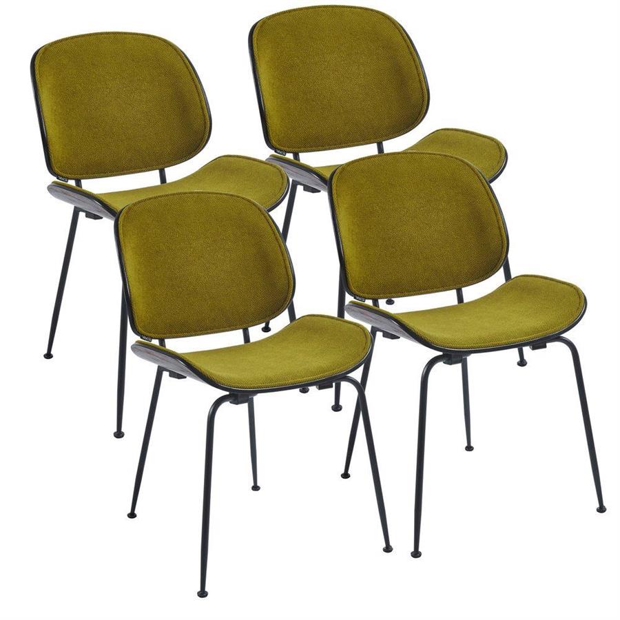 Set da 4 sedie da sala da pranzo verdi con gambe in metallo nere - Elizabeth