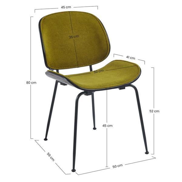 Set da 4 sedie da sala da pranzo verdi con gambe in metallo nere - Elizabeth