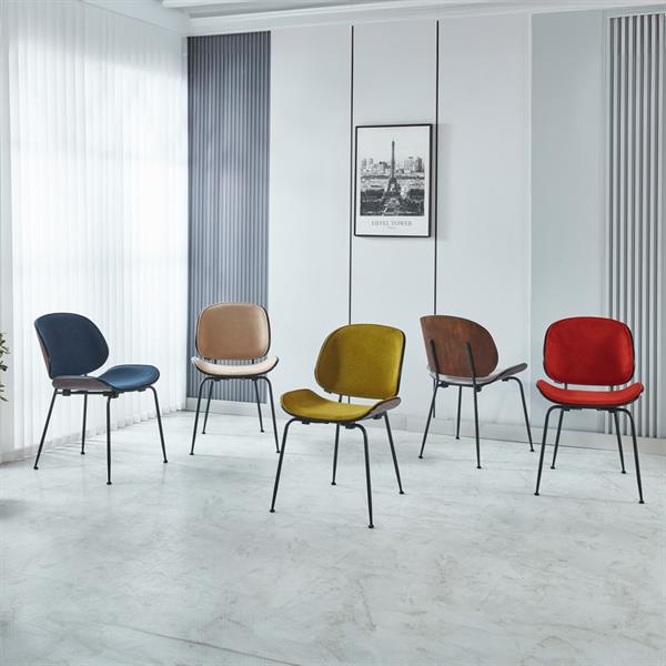Set da 4 sedie da sala da pranzo verdi con gambe in metallo nere - Elizabeth