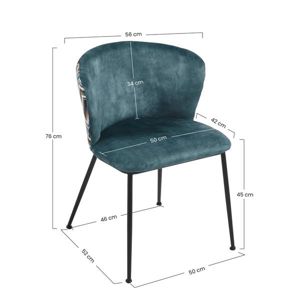 Set 2 sedie design in tessuto petrolio con schienale zigzag - Charles