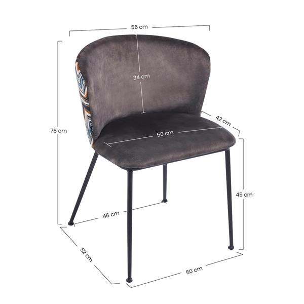 Sedie design in tessuto marrone con schienale zigzag 2pz - Charles