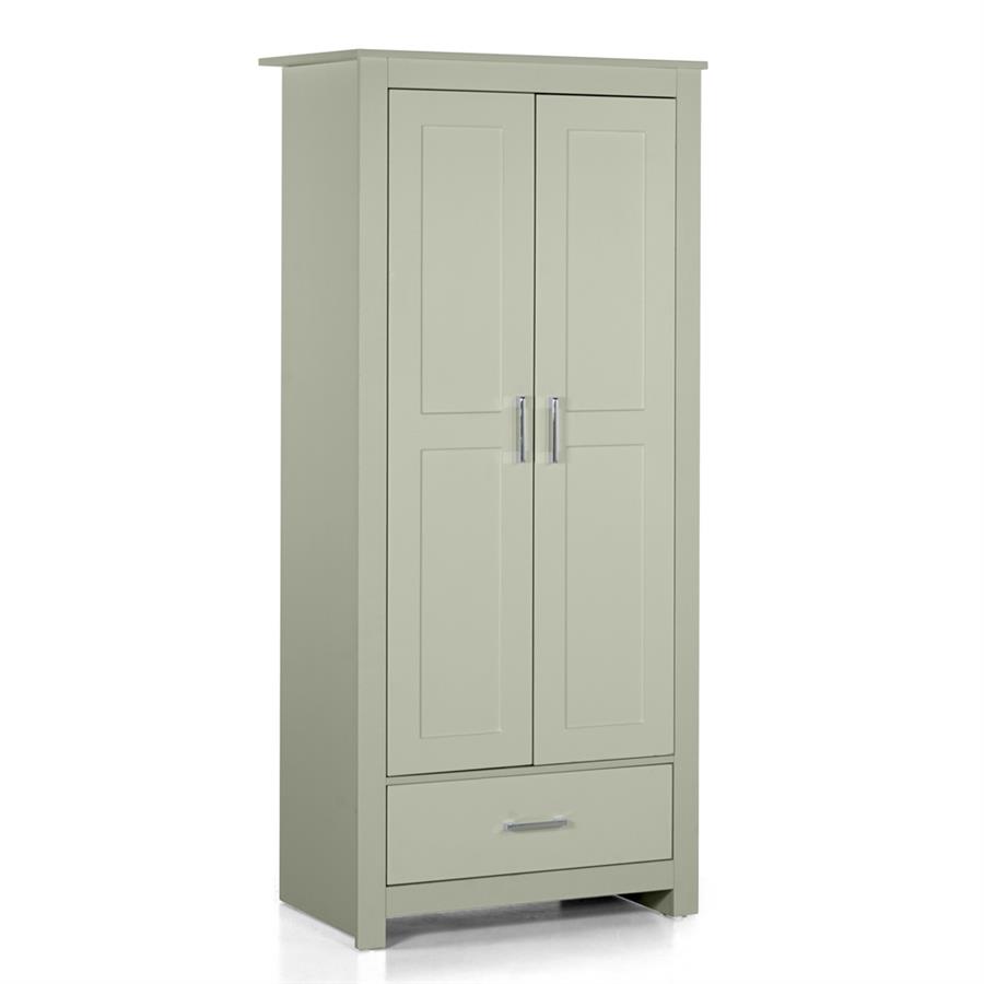 Armadio in legno salvia 2 ante e 1 cassetto 80x180x50 cm - Ginevra