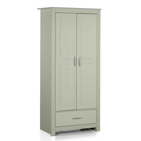 Armadio in legno salvia 2 ante e 1 cassetto 80x180x50 cm - Ginevra