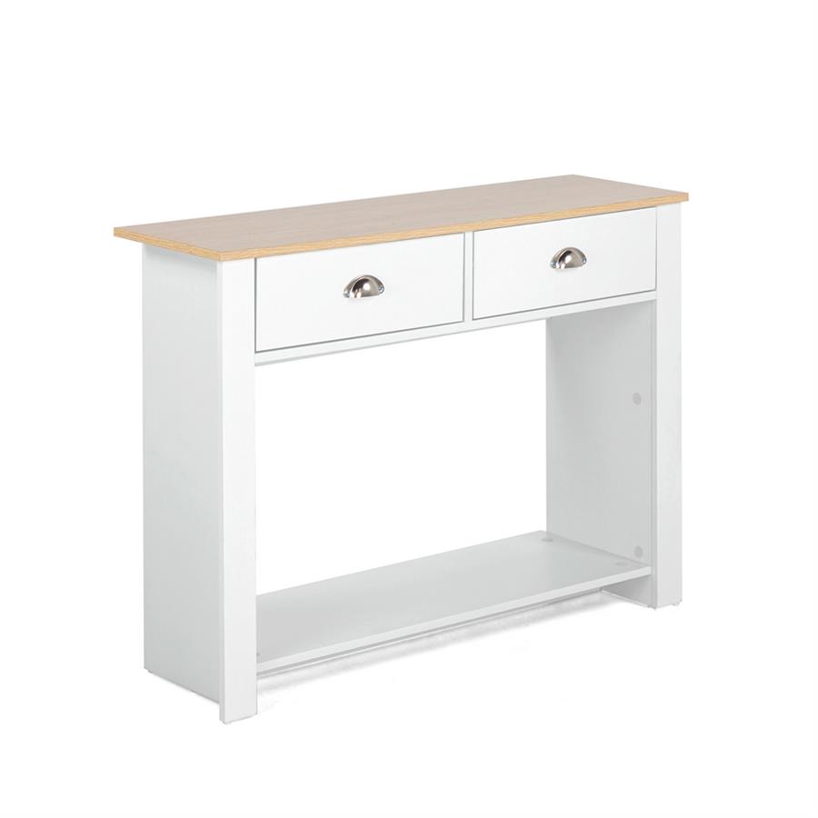 Consolle da ingresso 100x70x40 cm bianca con top rovere - Ginevra