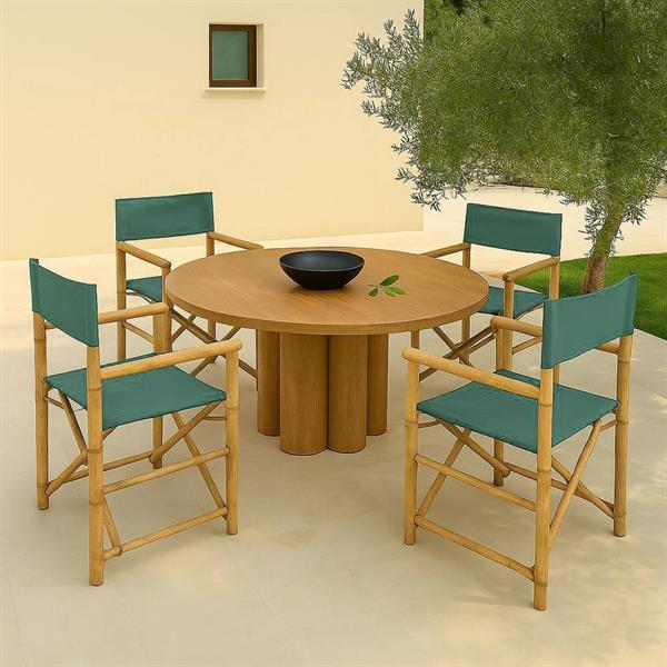 Coppia di sedie in bamboo con tessuto blu 62,5X44X91 cm