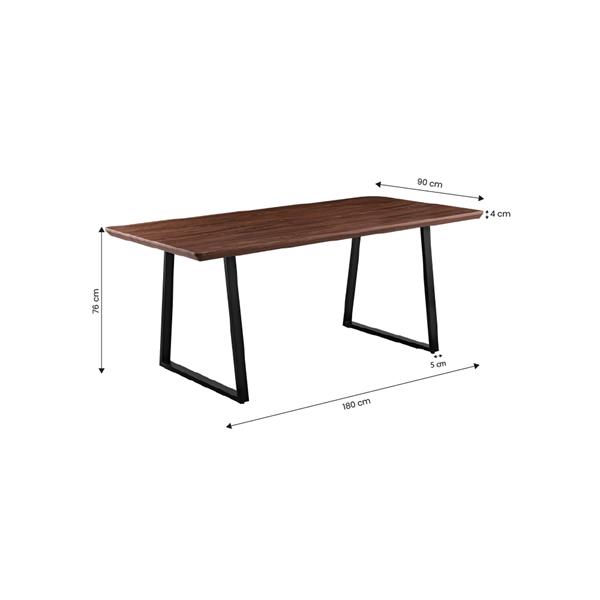 Tavolo da pranzo industrial color noce 180x90x76 cm - Henry