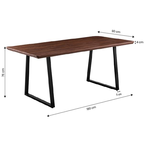 Tavolo da pranzo industrial color noce 180x90x76 cm - Henry