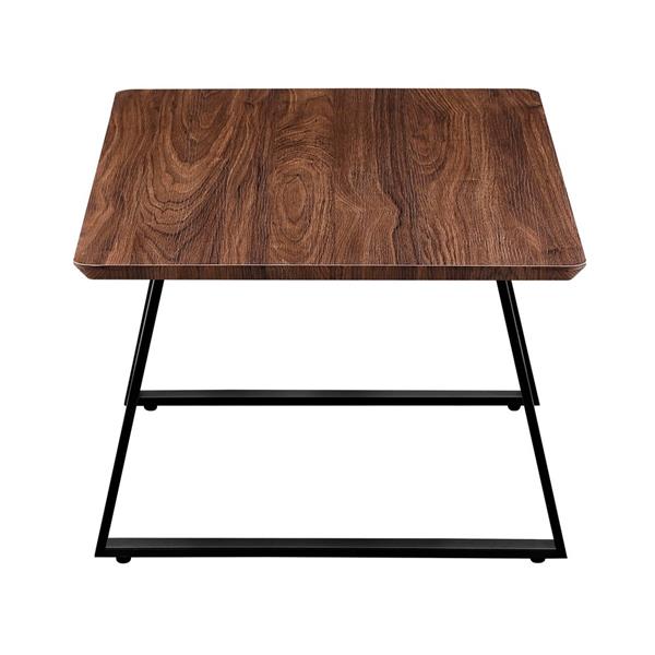 Tavolino salotto basso noce stile industrial con gambe nere 80x50x35 cm - Henry