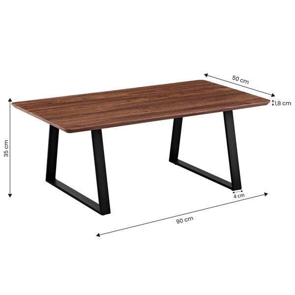 Tavolino salotto basso noce stile industrial con gambe nere 80x50x35 cm - Henry