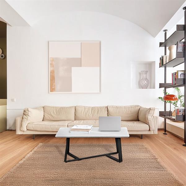 Tavolino da caffè con top grigio chiaro e gambe nere 90x55x35 cm - Valencia
