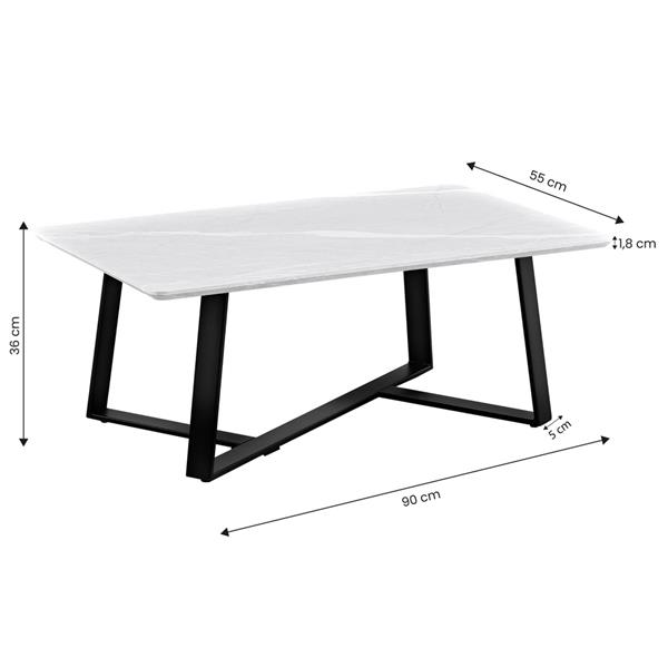 Tavolino da caffè con top grigio chiaro e gambe nere 90x55x35 cm - Valencia