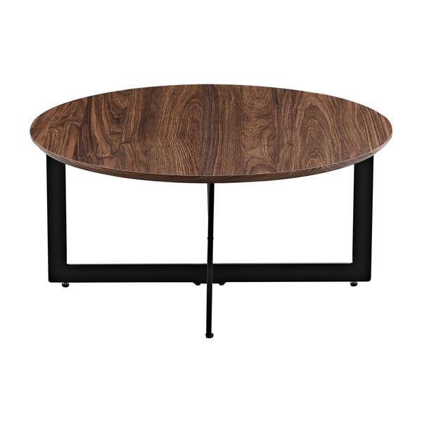 Tavolino basso da salotto noce con gambe nere 75x75x35 cm - Yara