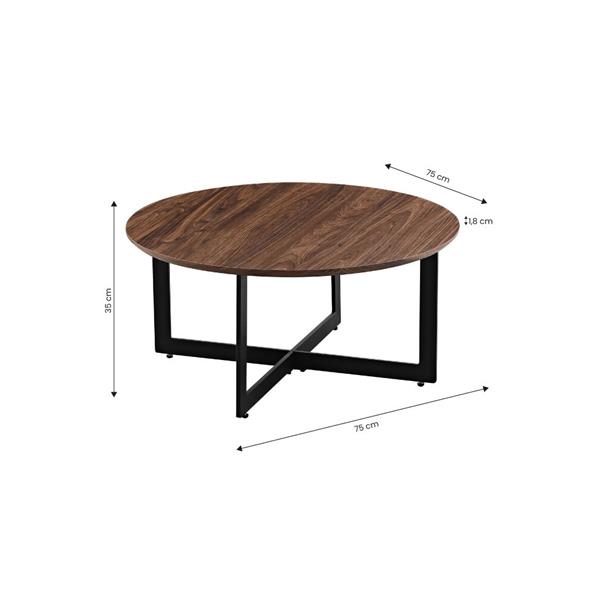 Tavolino basso da salotto noce con gambe nere 75x75x35 cm - Yara