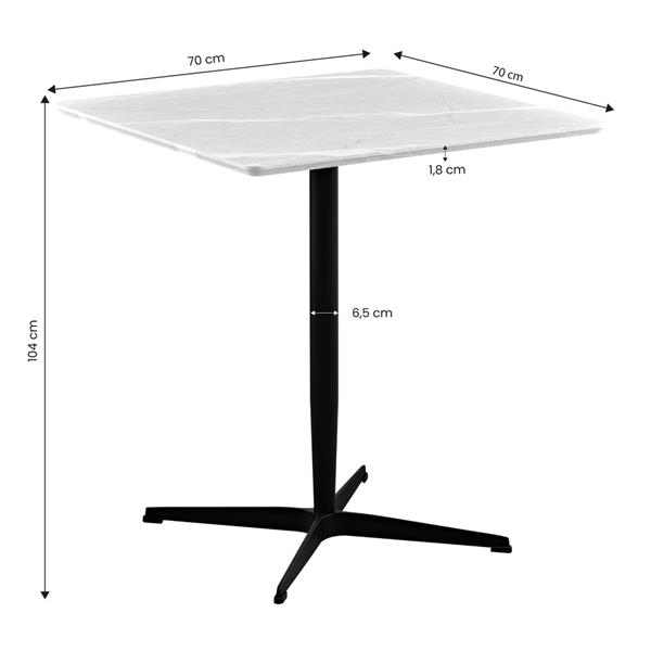Tavolo da bar con effetto marmo grigio 70x70x77,5 cm - Tahlia