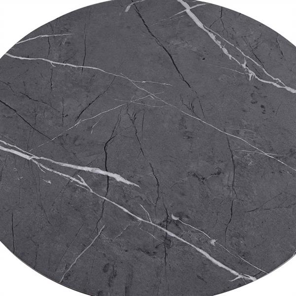Tavolo bar tondo 70x70x104 cm con top effetto marmo e base nera - Rowan