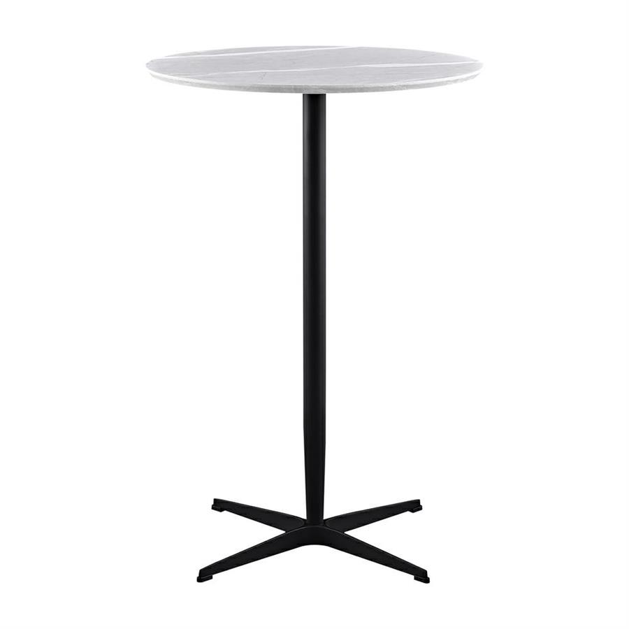 Tavolo alto da bar tondo con top in marmo grigio chiaro 70x70x104 cm - Rowan
