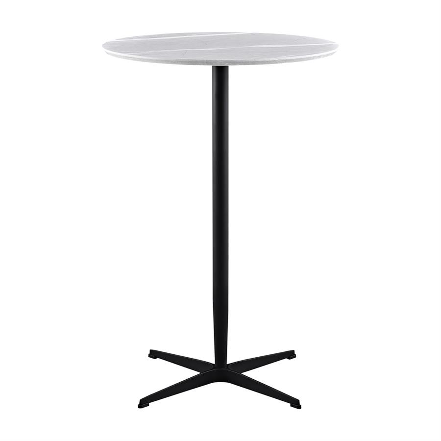 Tavolo alto da bar tondo con top in marmo grigio chiaro 70x70x104 cm - Rowan