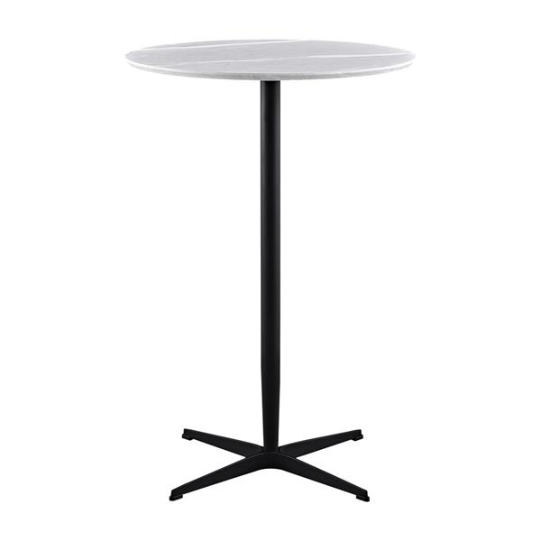 Tavolo alto da bar tondo con top in marmo grigio chiaro 70x70x104 cm - Rowan