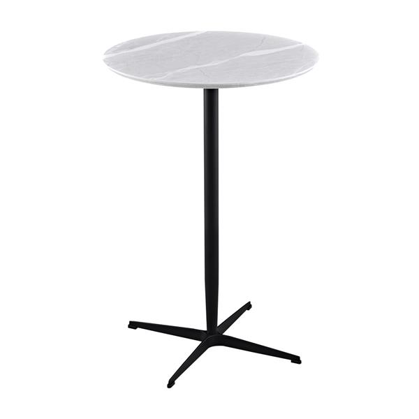 Tavolo alto da bar tondo con top in marmo grigio chiaro 70x70x104 cm - Rowan