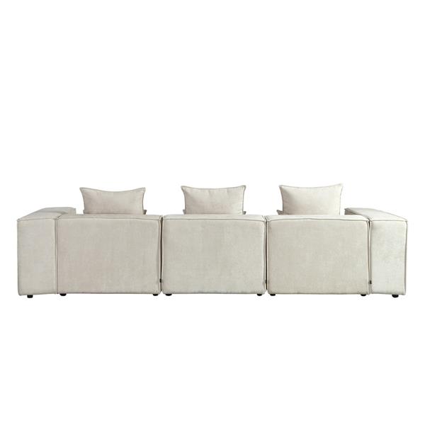 Divano modulare con penisola in tessuto beige 323x118-205x68 cm - Deluxe