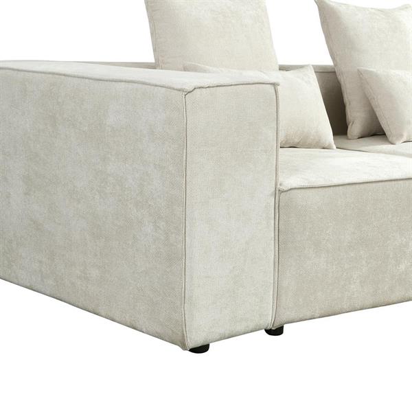 Divano modulare con penisola in tessuto beige 323x118-205x68 cm - Deluxe