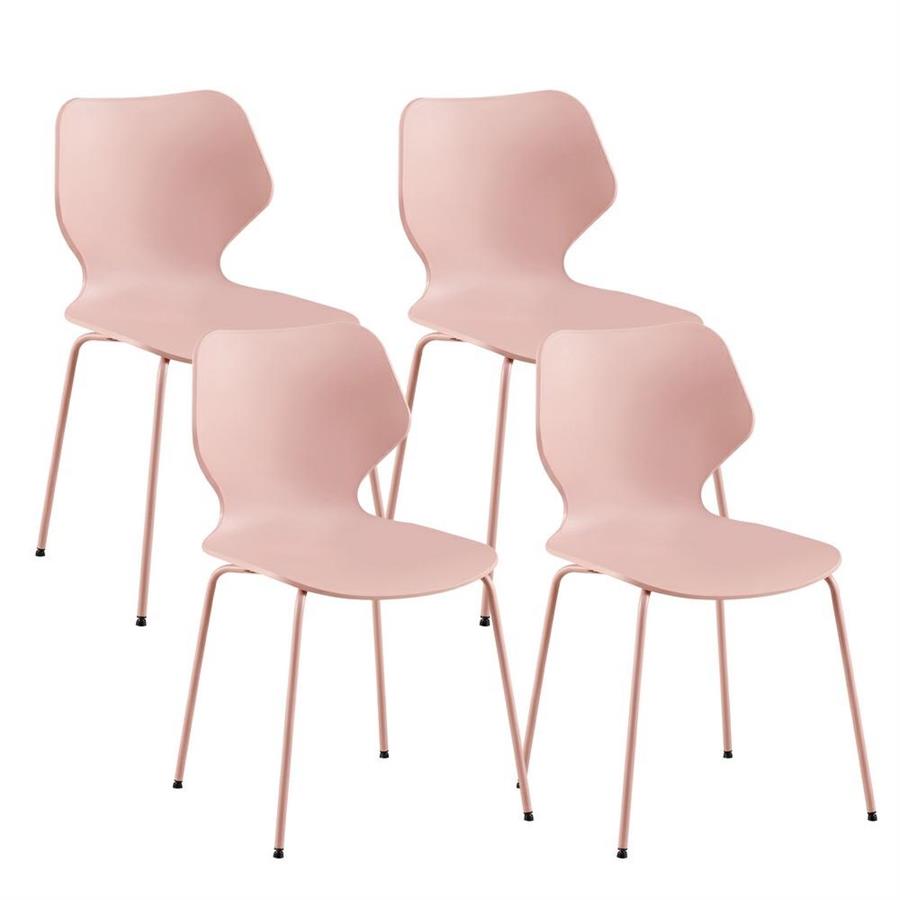 Set 4 sedie design rosa gambe in metallo verniciato - Selene