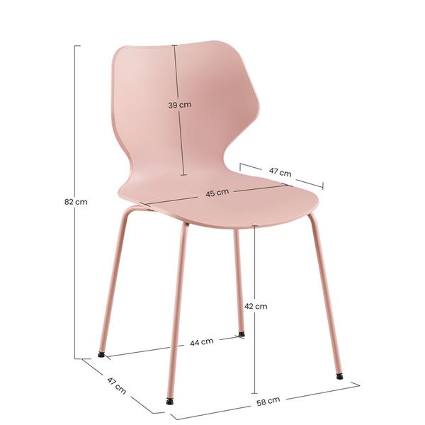 Set 4 sedie design rosa gambe in metallo verniciato - Selene