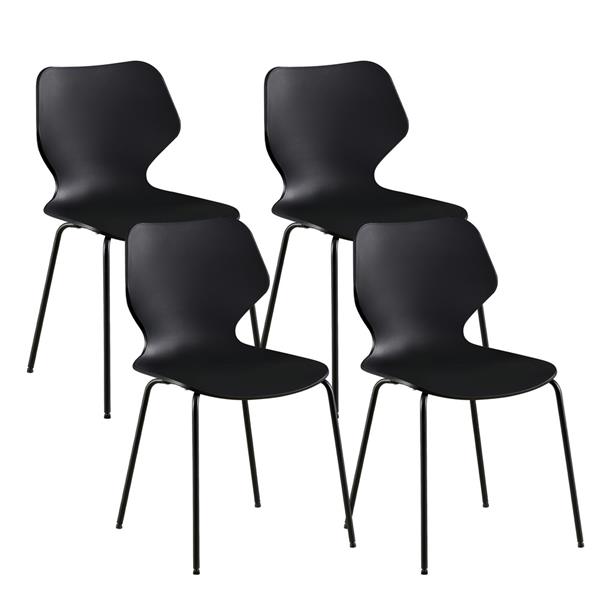 Set da 4 sedie moderne nere con gambe nere - Selene