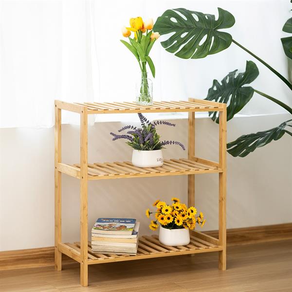 Scaffale in bambù naturale 3 ripiani 60X26X66 cm