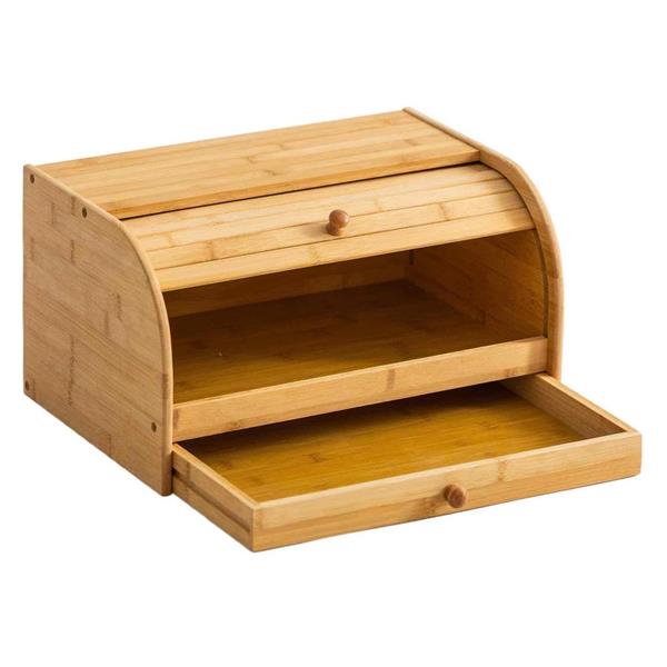 Porta pane con cassetto contenitore 40x27x21,5 cm in bambù
