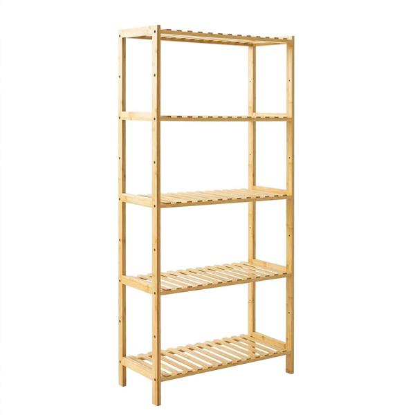 Scaffale in bamboo naturale 5 ripiani 60x26x130 cm