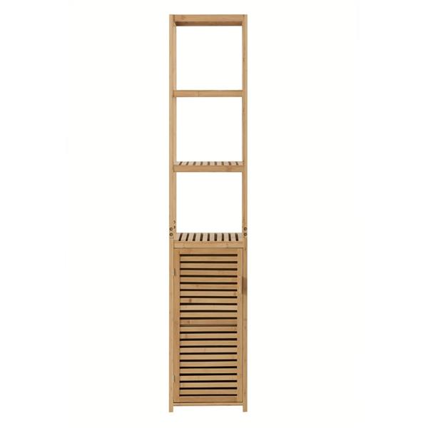 Mobile colonna bagno in bambù con 1 anta e 3 ripiani 33x33x169 cm