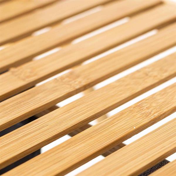 Scaffale da bagno con struttura in bamboo e vani in stoffa 44x33x96 cm