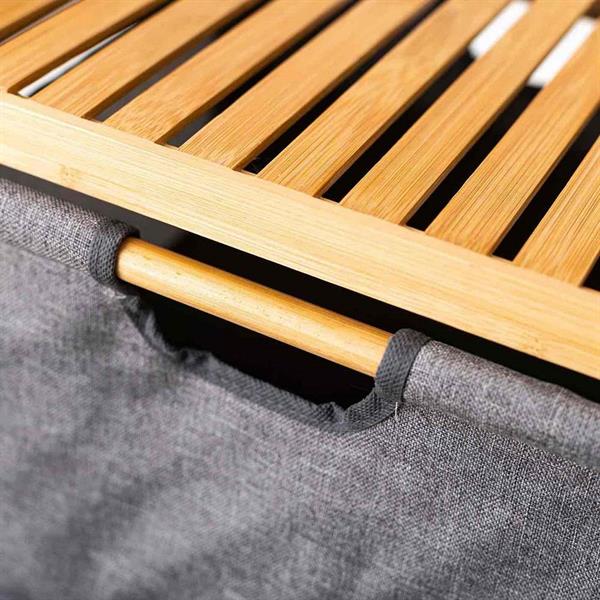 Scaffale da bagno con struttura in bamboo e vani in stoffa 44x33x96 cm