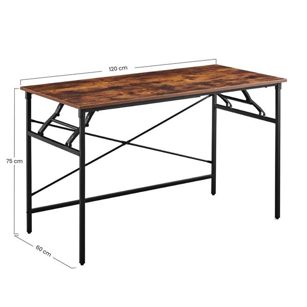 Scrivania industrial pieghevole 120x60x75 cm con top in legno - Tyler