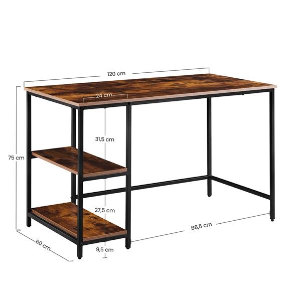 Scrivania moderna industrial con 2 ripiani 120x60x75 cm - Tyler
