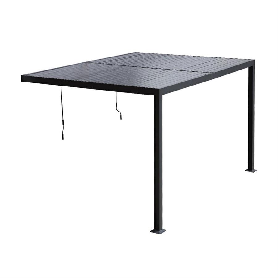Pergola 3x3 bioclimatica da parete antracite con LED solare - Eden
