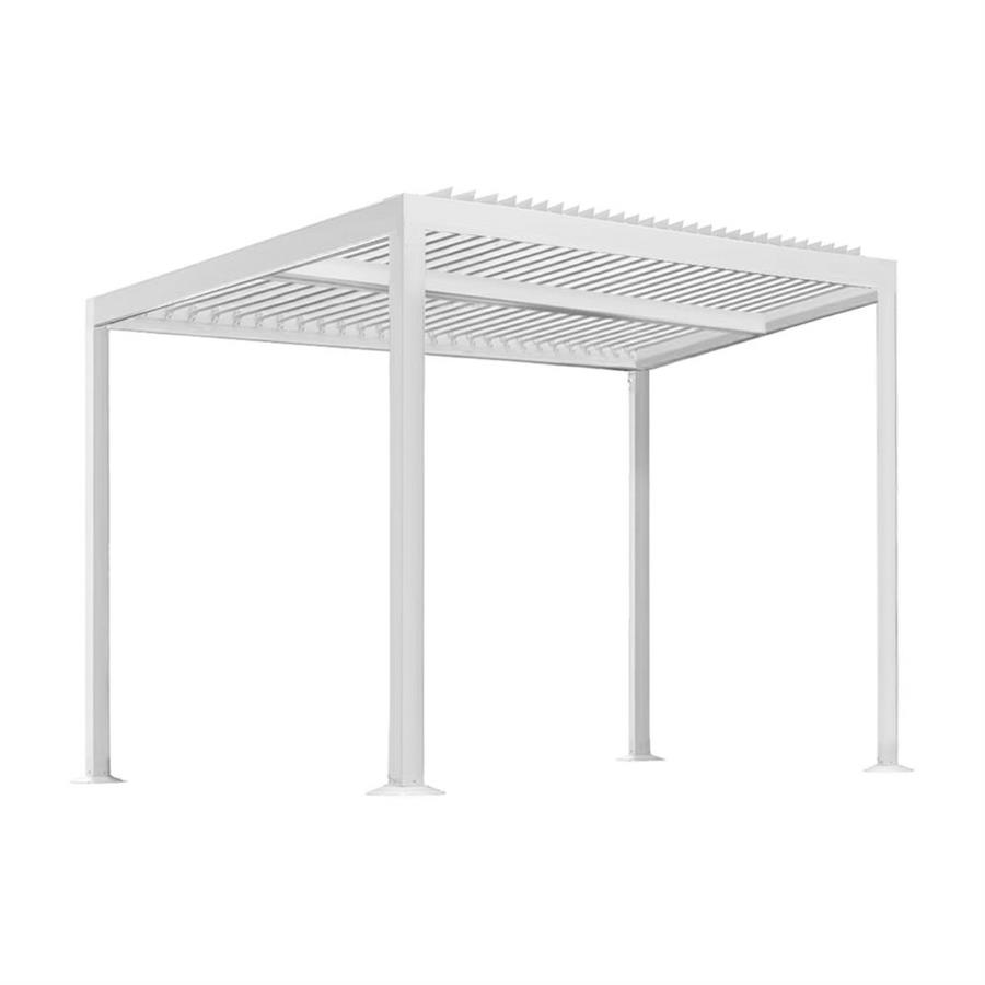 Pergola 3x3 bioclimatica autoportante bianca con LED solare - Eden