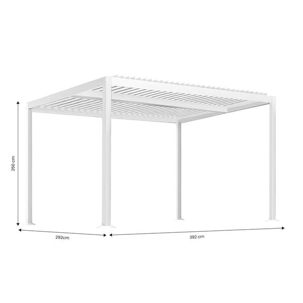 Pergola 3x4 bioclimatica autoportante bianca con LED solare - Eden