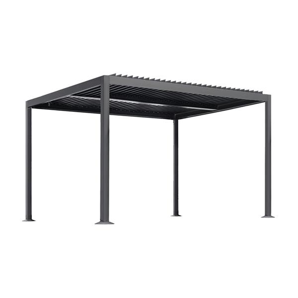 Pergola 3x4 bioclimatica autoportante antracite con LED solare - Eden