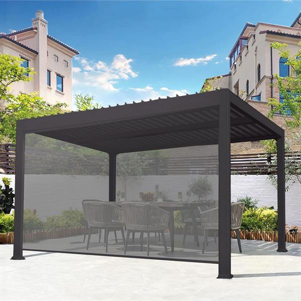 Pergola 3x4 bioclimatica autoportante antracite con LED solare - Eden
