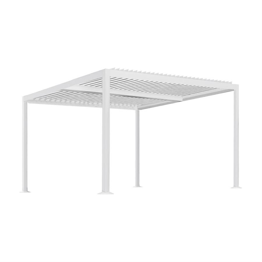 Pergola 4x4 bioclimatica autoportante in alluminio bianca con LED solare - Eden