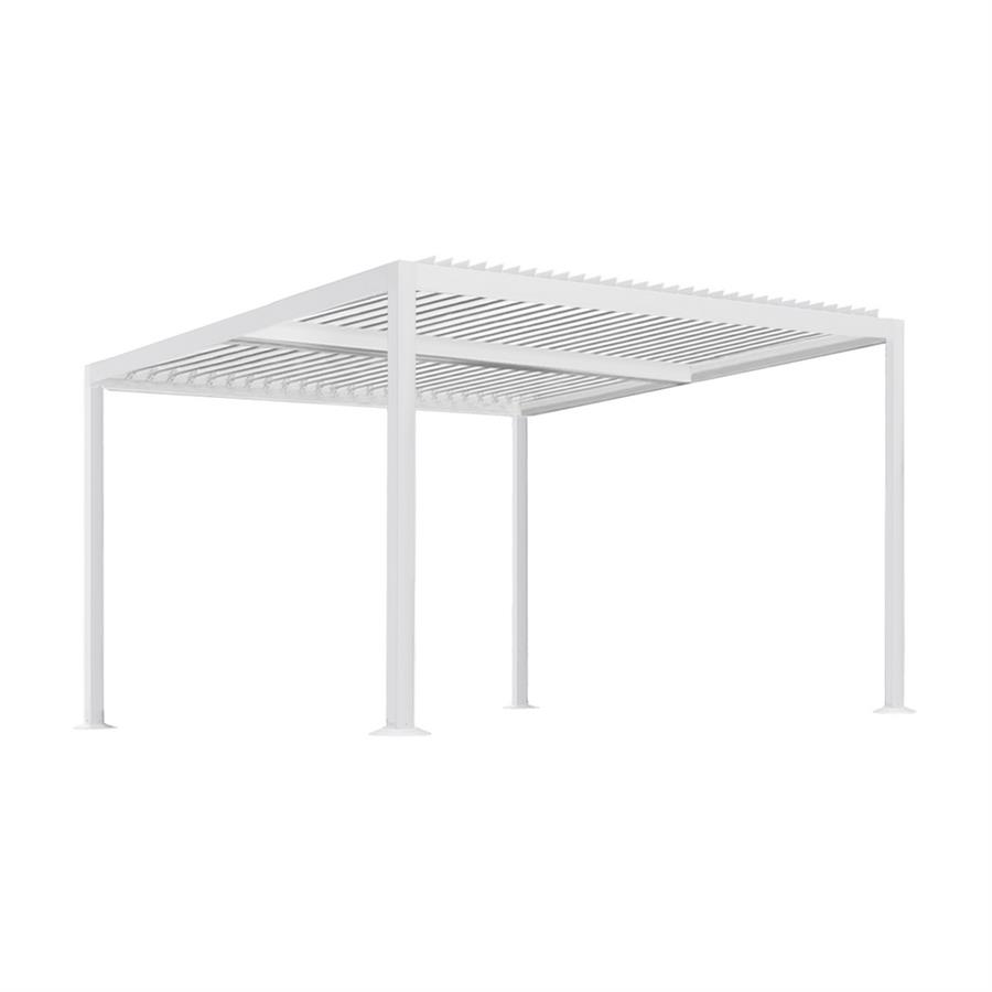 Pergola 4x4 bioclimatica autoportante in alluminio bianca con LED solare - Eden