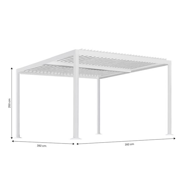 Pergola 4x4 bioclimatica autoportante in alluminio bianca con LED solare - Eden
