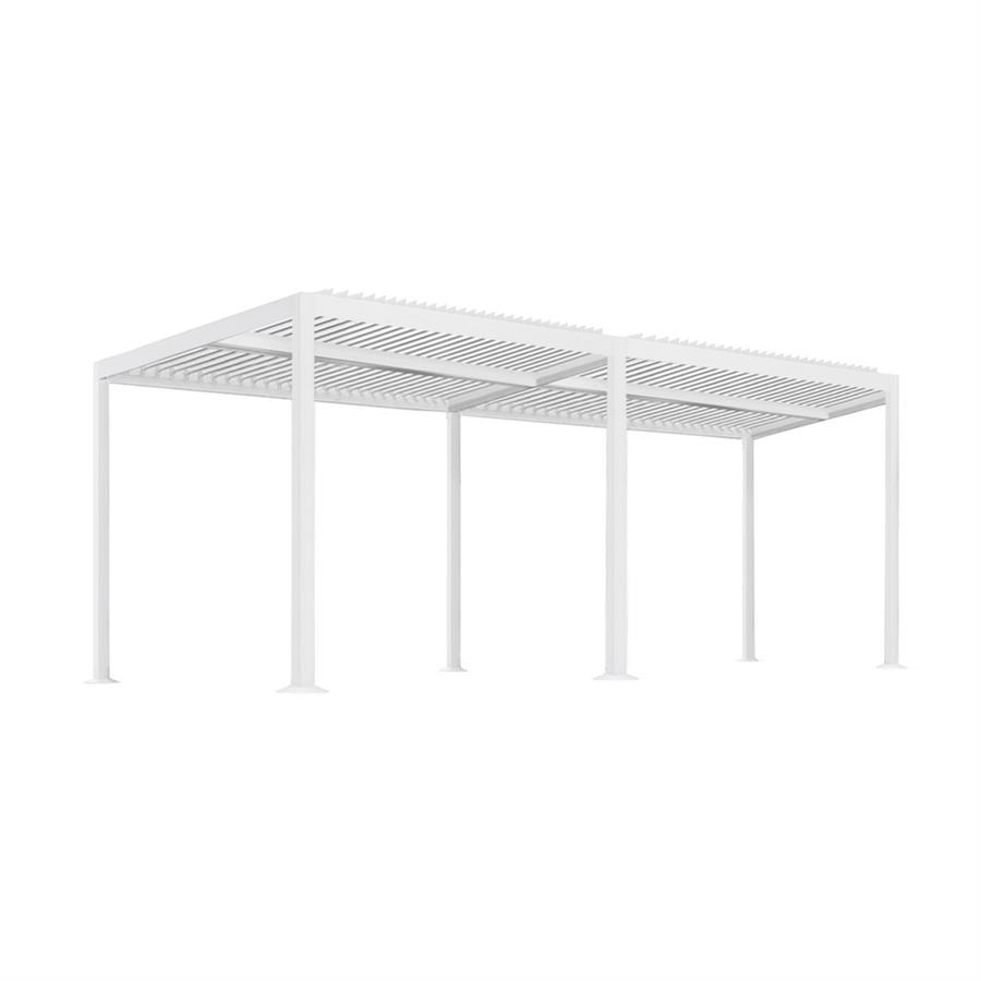 Pergola 3x6 bioclimatica autoportante in alluminio bianca con LED solare - Eden
