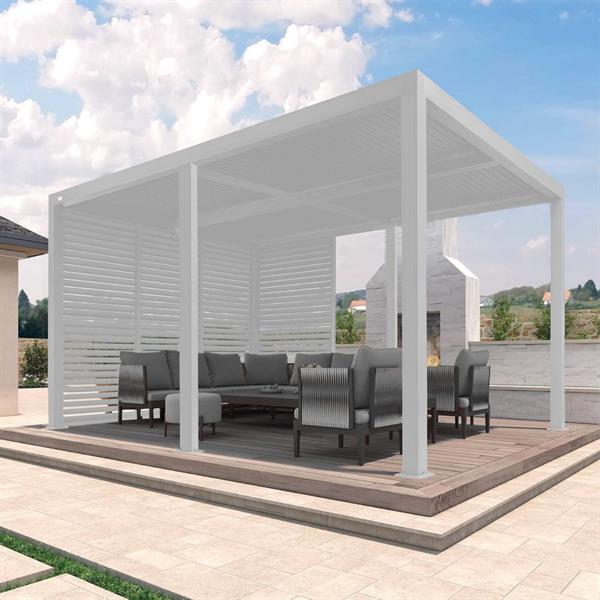 Pergola 3x6 bioclimatica autoportante in alluminio bianca con LED solare - Eden
