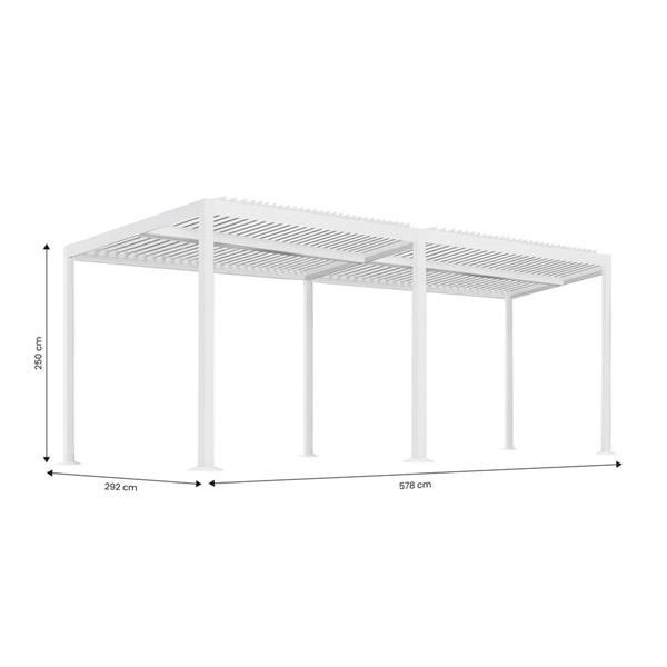 Pergola 3x6 bioclimatica autoportante in alluminio bianca con LED solare - Eden