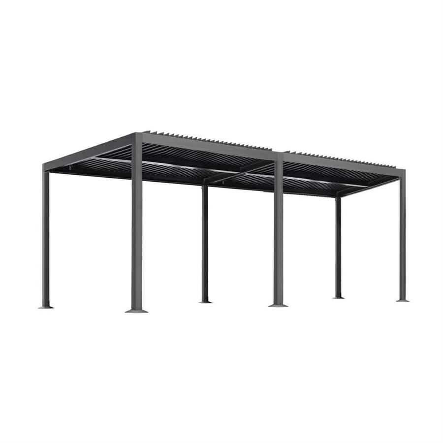 Pergola 3x6 bioclimatica autoportante in alluminio antracite con LED solare - Eden